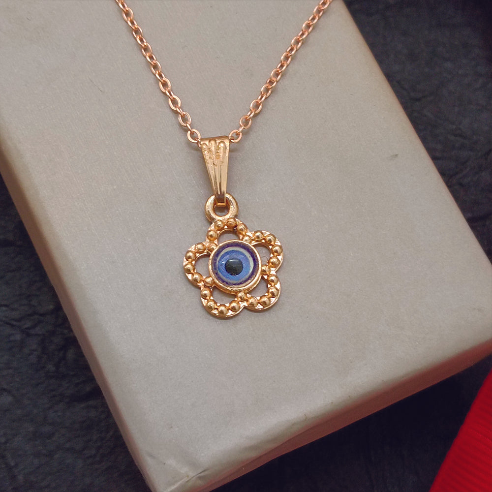 JewelMaze Rose Gold Plated Evil Eye Chain Pendant