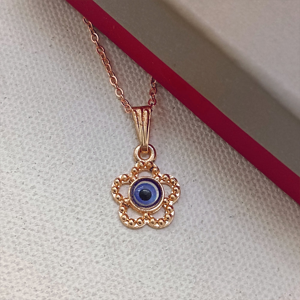 JewelMaze Rose Gold Plated Evil Eye Chain Pendant