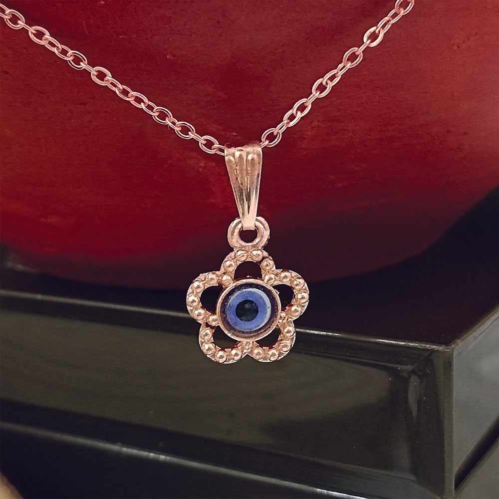 JewelMaze Rose Gold Plated Evil Eye Chain Pendant