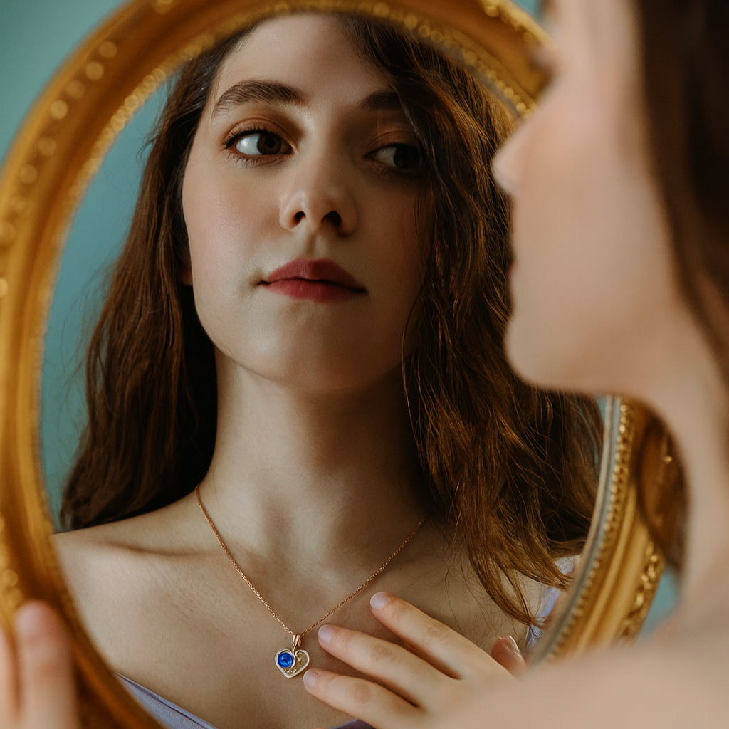 JewelMaze Heart Shaped Evil Eye Chain Pendant