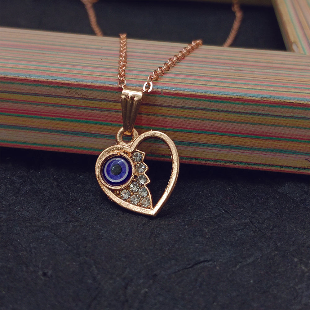 JewelMaze Heart Shaped Evil Eye Chain Pendant