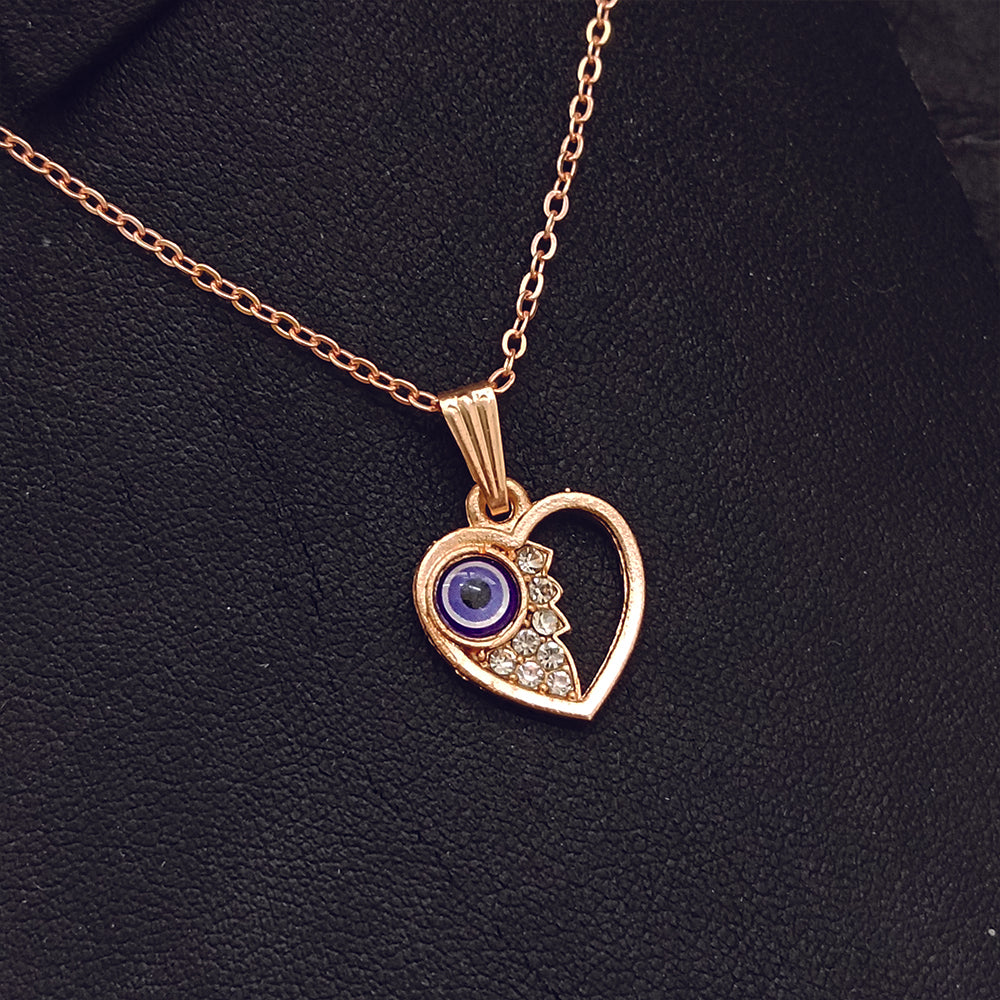 JewelMaze Heart Shaped Evil Eye Chain Pendant