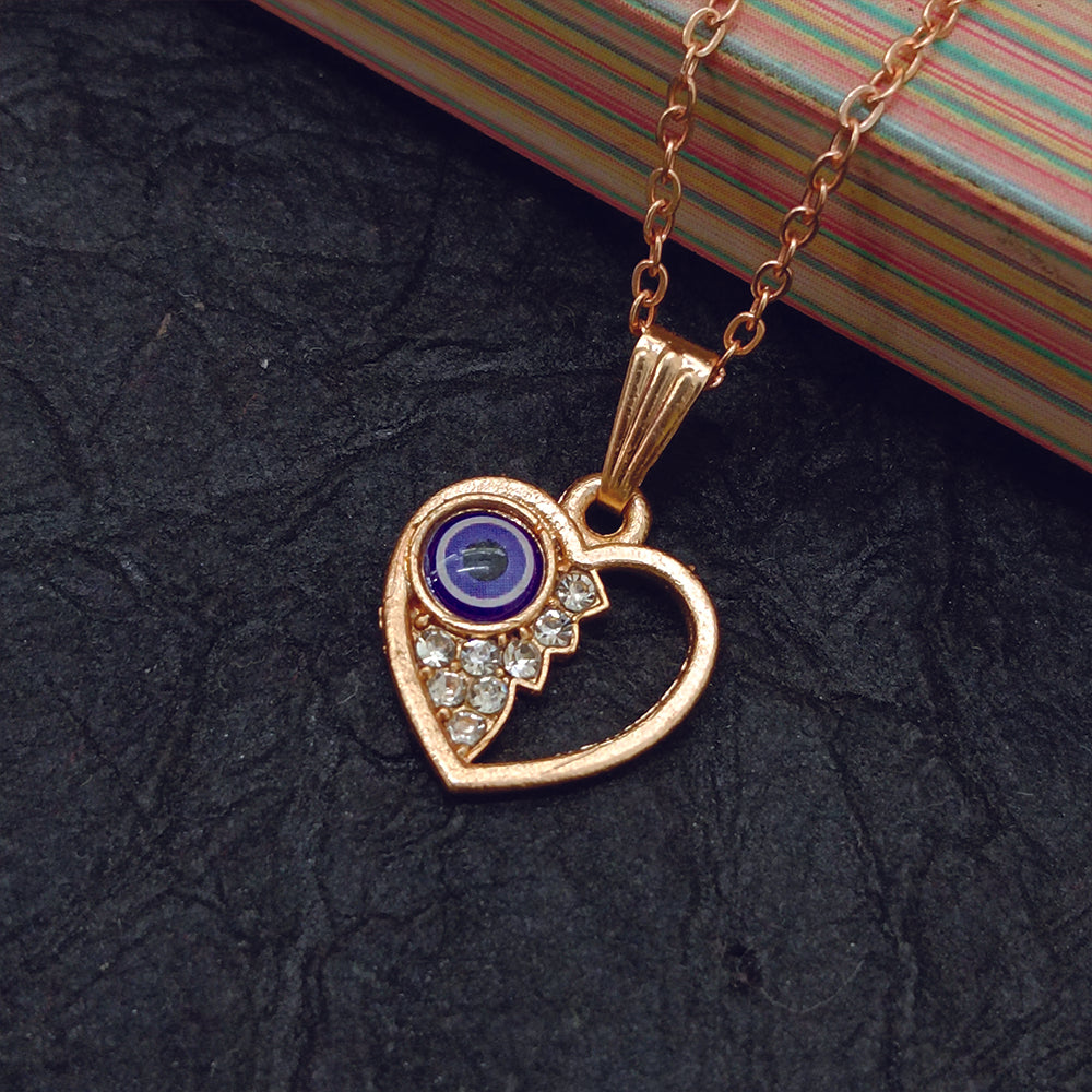 JewelMaze Heart Shaped Evil Eye Chain Pendant