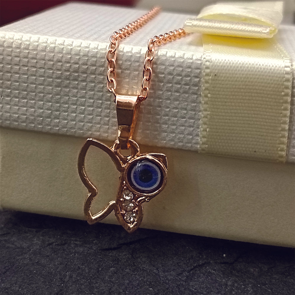 JewelMaze Butterfly Evil Eye Chain Pendant
