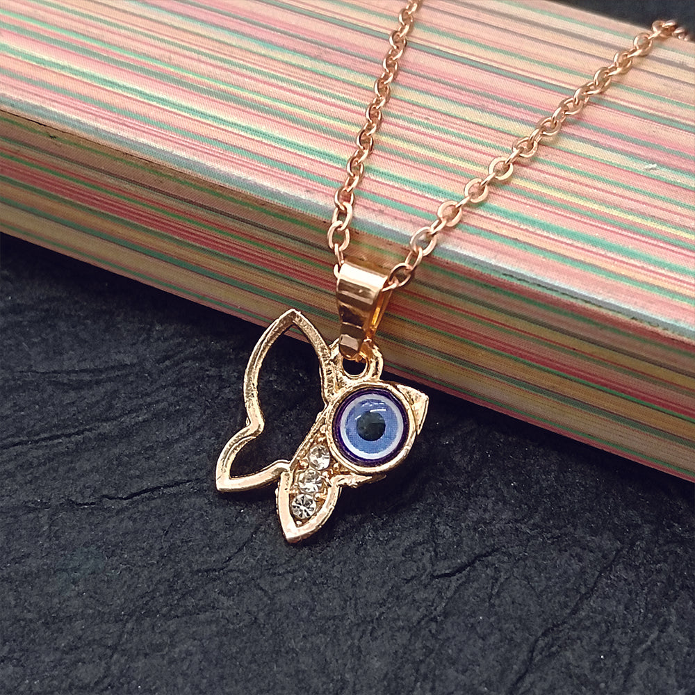 JewelMaze Butterfly Evil Eye Chain Pendant