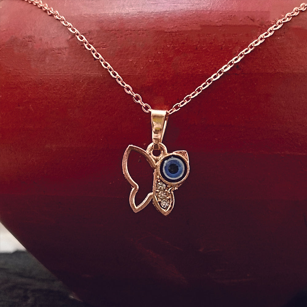 JewelMaze Butterfly Evil Eye Chain Pendant