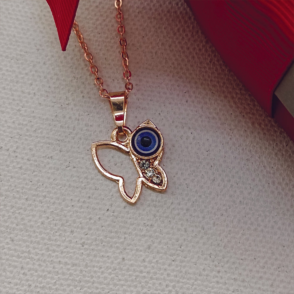 JewelMaze Butterfly Evil Eye Chain Pendant