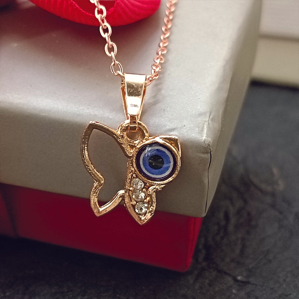 JewelMaze Butterfly Evil Eye Chain Pendant
