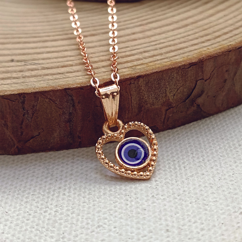 JewelMaze Heart Shaped Evil Eye Chain Pendant - 1405006