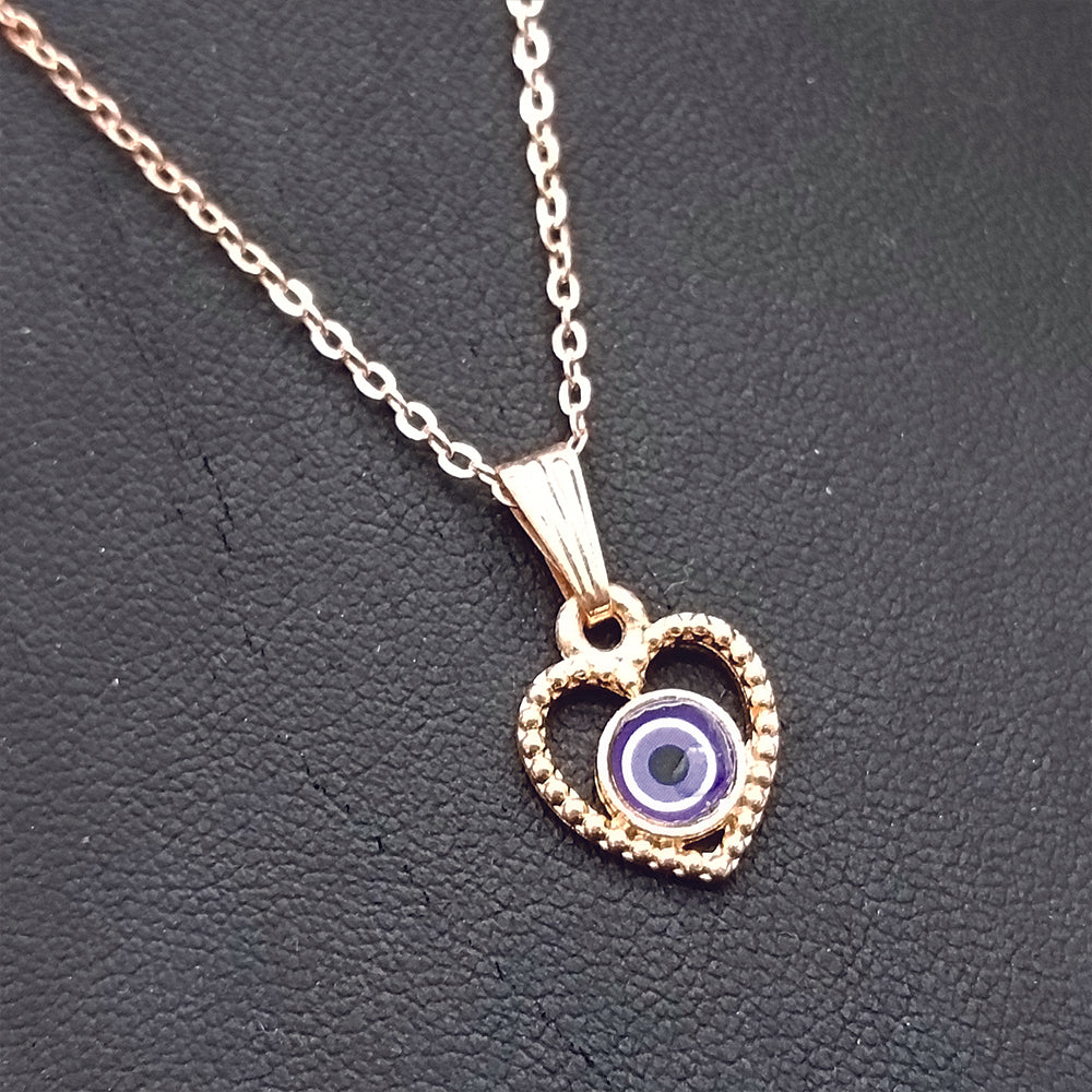 JewelMaze Heart Shaped Evil Eye Chain Pendant - 1405006