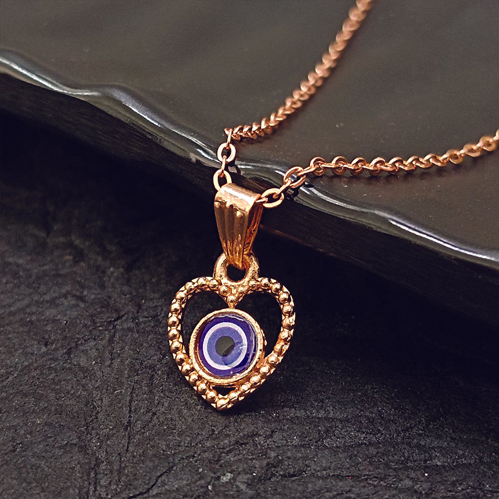 JewelMaze Heart Shaped Evil Eye Chain Pendant - 1405006