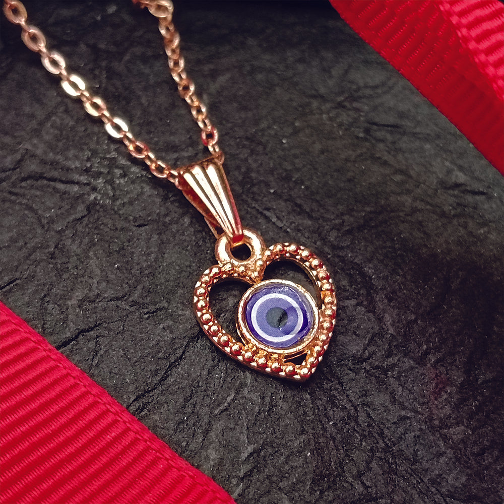 JewelMaze Heart Shaped Evil Eye Chain Pendant - 1405006
