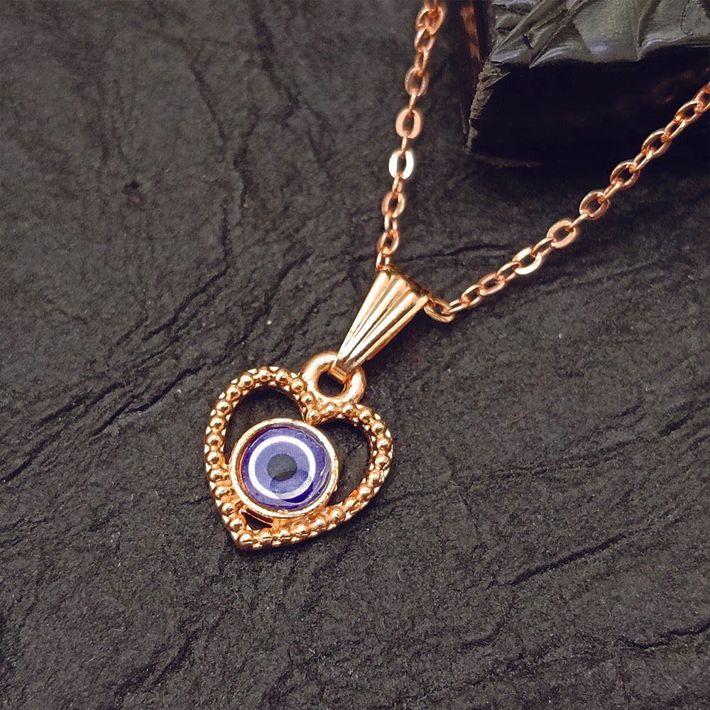 JewelMaze Heart Shaped Evil Eye Chain Pendant - 1405006