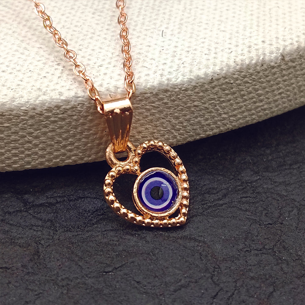 JewelMaze Heart Shaped Evil Eye Chain Pendant - 1405006