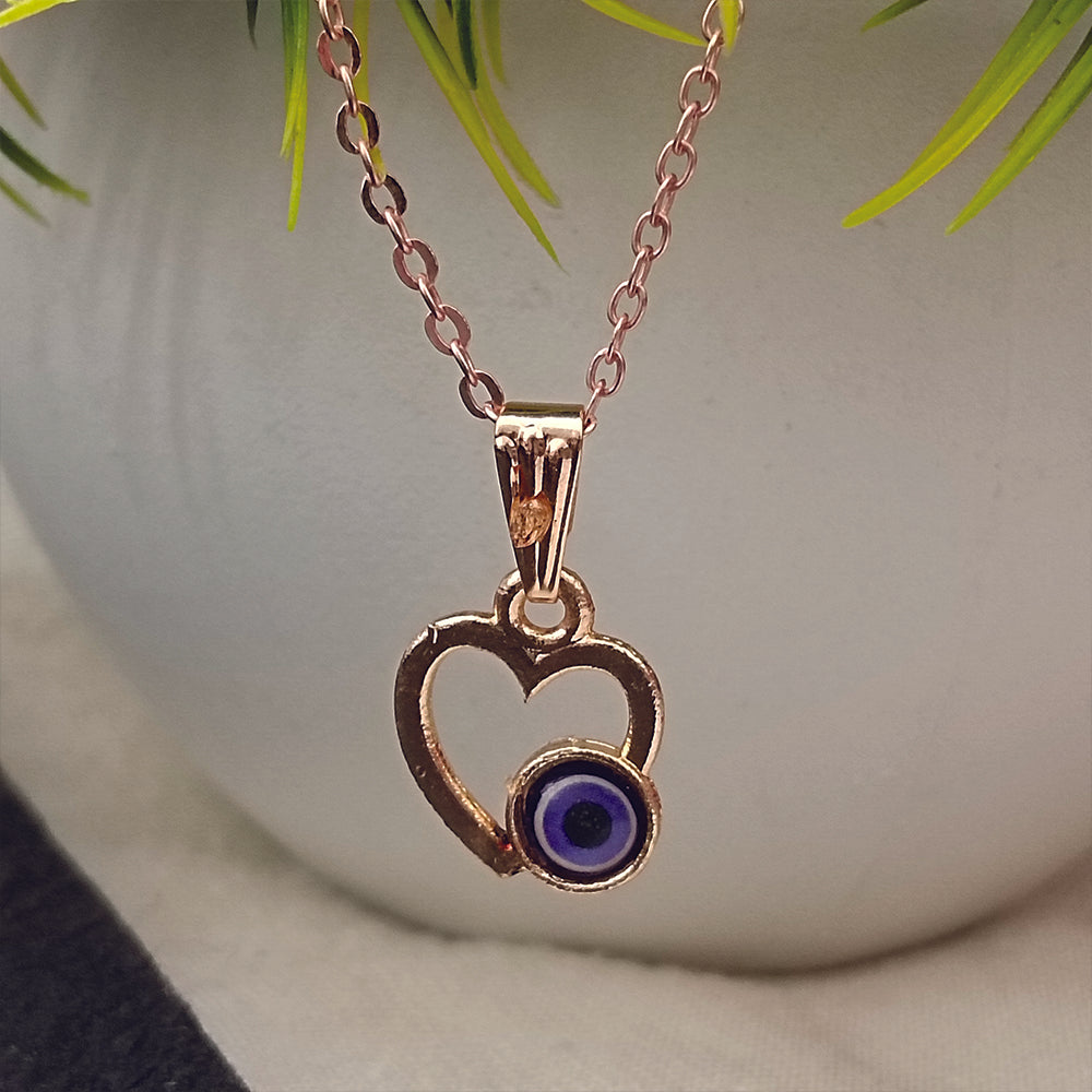JewelMaze Heart Shaped Evil Eye Chain Pendant - 1405007