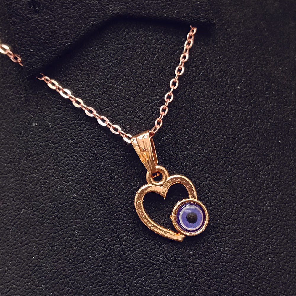 JewelMaze Heart Shaped Evil Eye Chain Pendant - 1405007