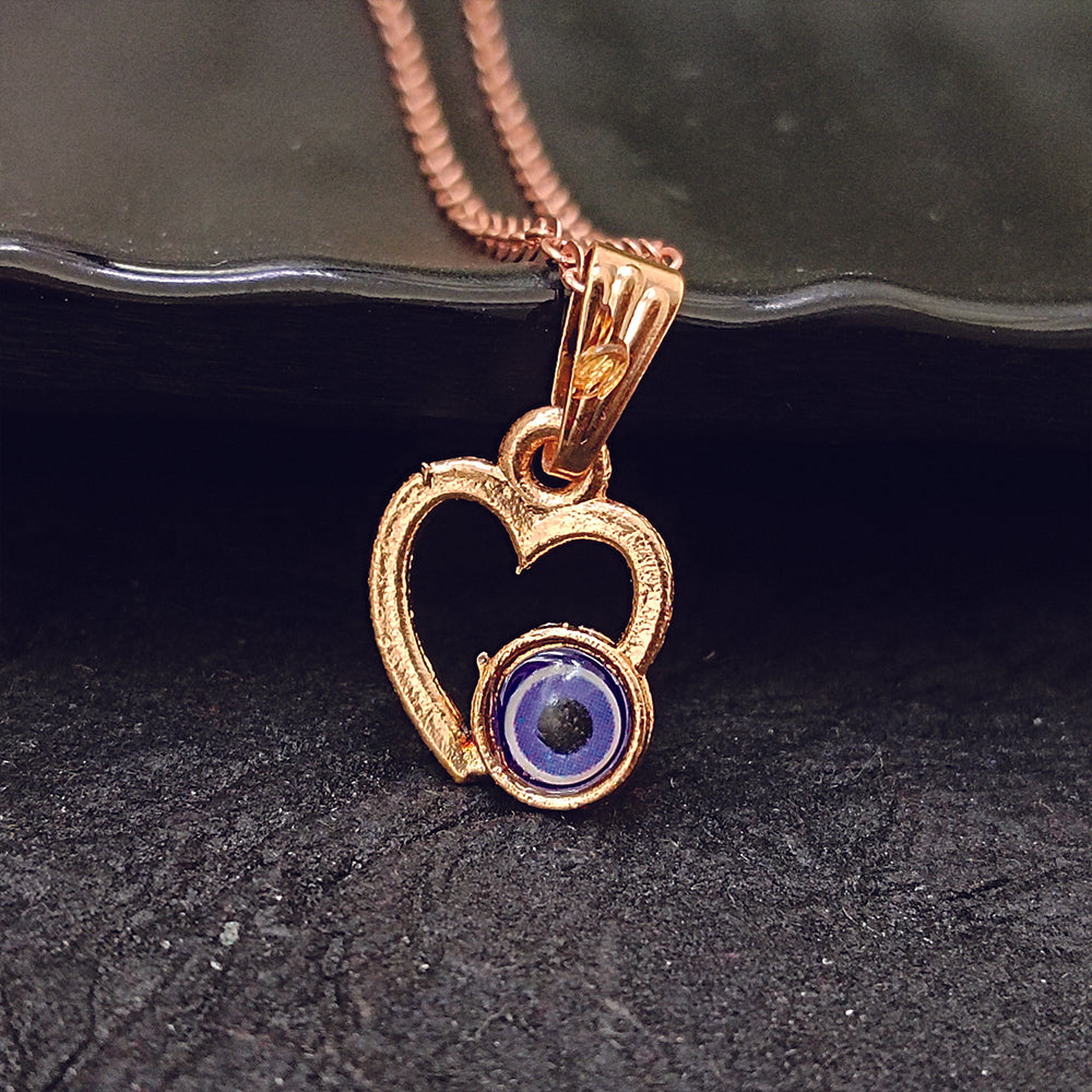 JewelMaze Heart Shaped Evil Eye Chain Pendant - 1405007