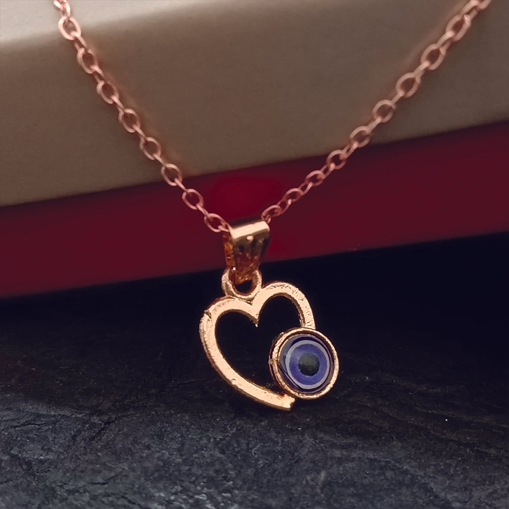 JewelMaze Heart Shaped Evil Eye Chain Pendant - 1405007