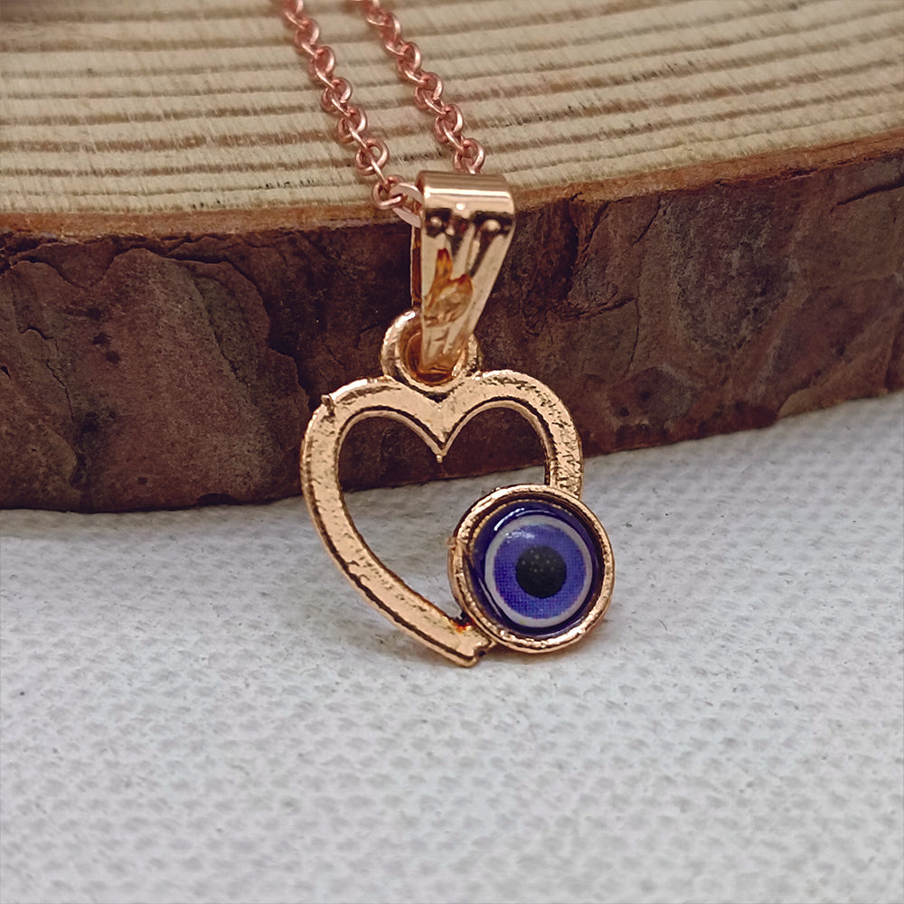 JewelMaze Heart Shaped Evil Eye Chain Pendant - 1405007