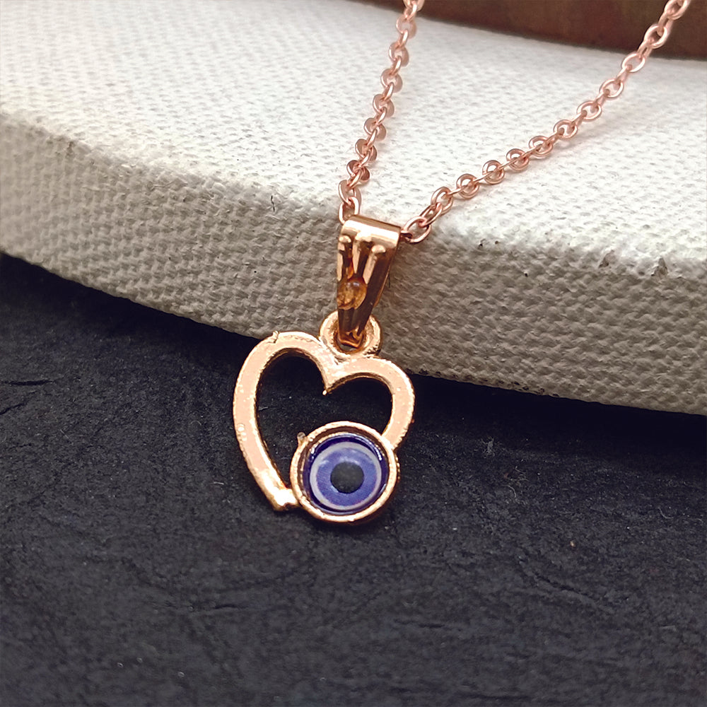 JewelMaze Heart Shaped Evil Eye Chain Pendant - 1405007