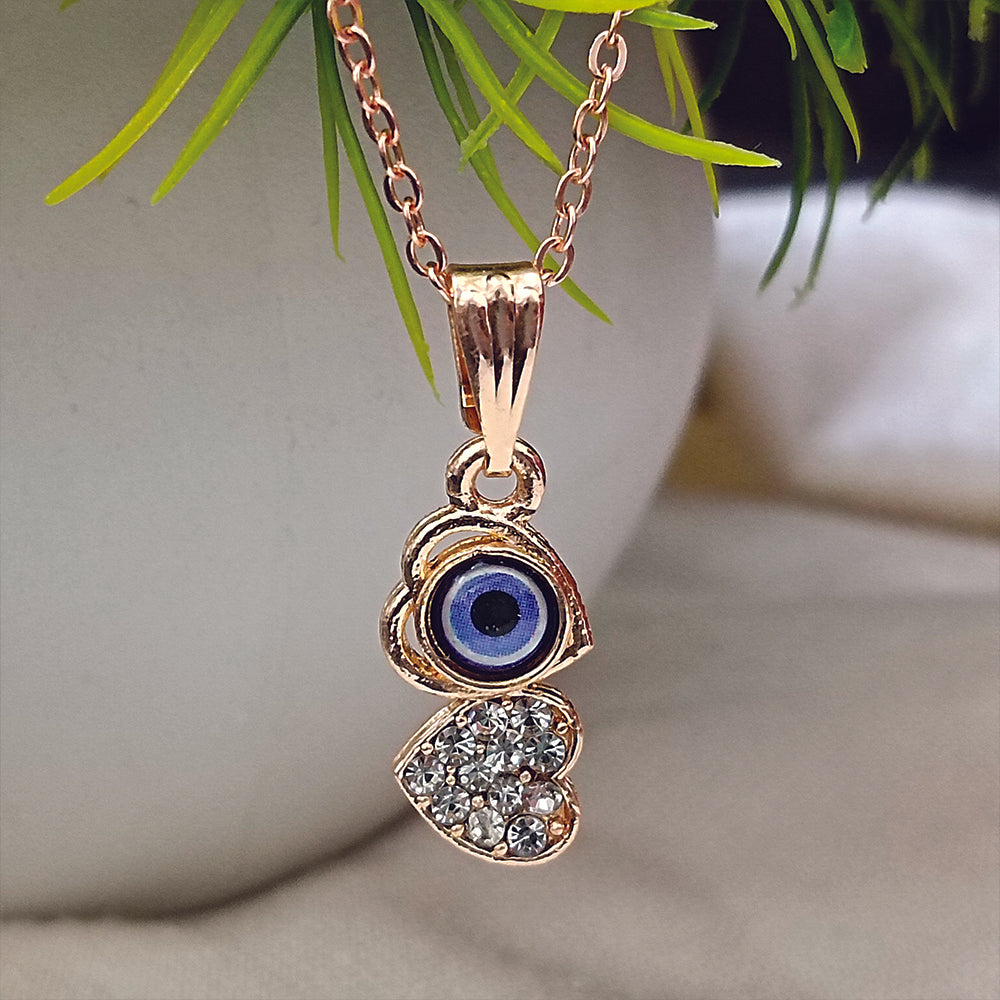 JewelMaze Heart Shaped Evil Eye Chain Pendant - 1405008