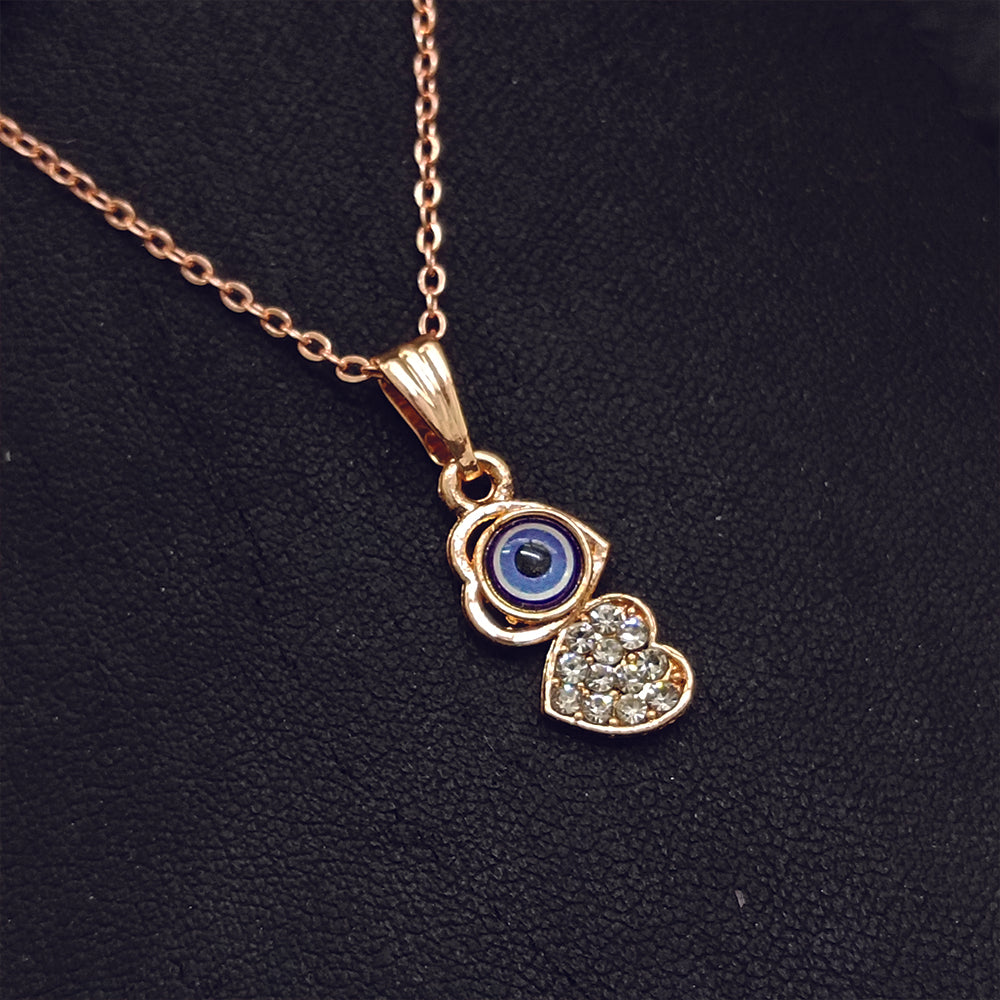 JewelMaze Heart Shaped Evil Eye Chain Pendant - 1405008