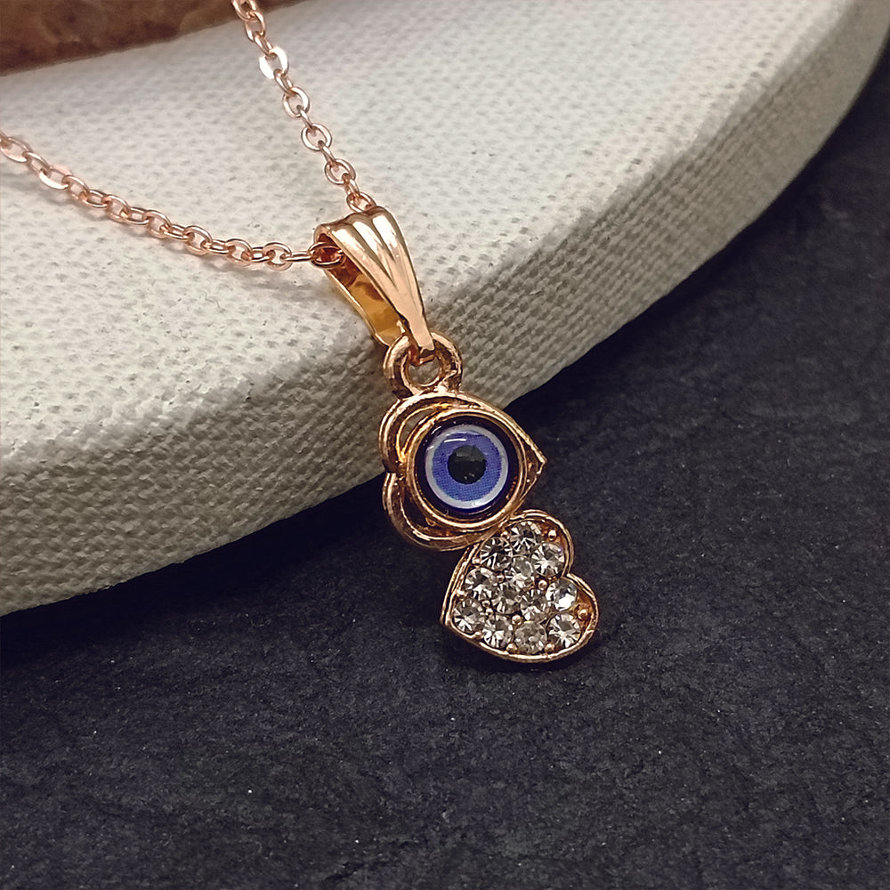 JewelMaze Heart Shaped Evil Eye Chain Pendant - 1405008