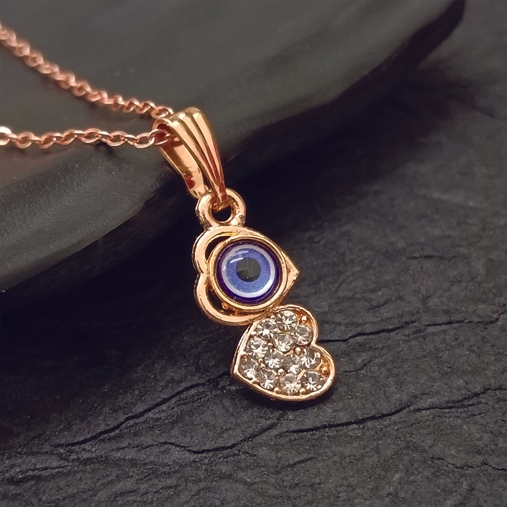 JewelMaze Heart Shaped Evil Eye Chain Pendant - 1405008