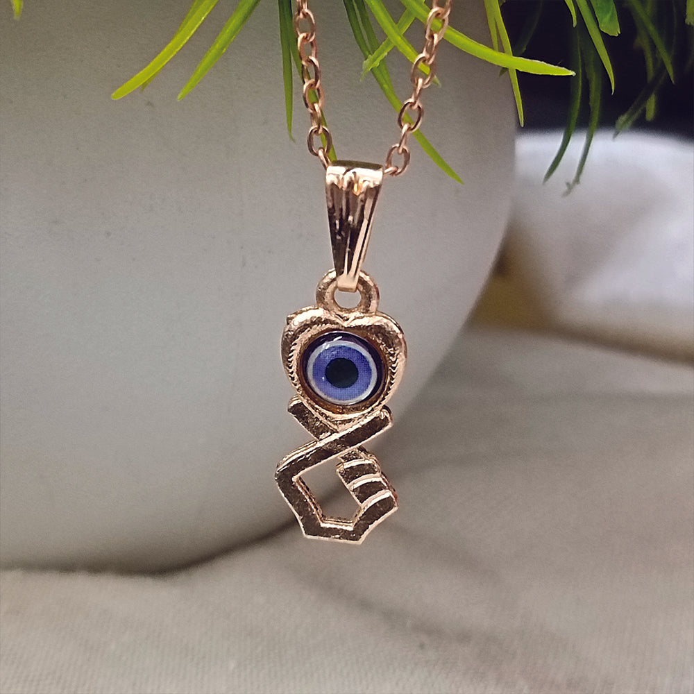 JewelMaze Heart  And Hand Shaped Evil Eye Chain Pendant