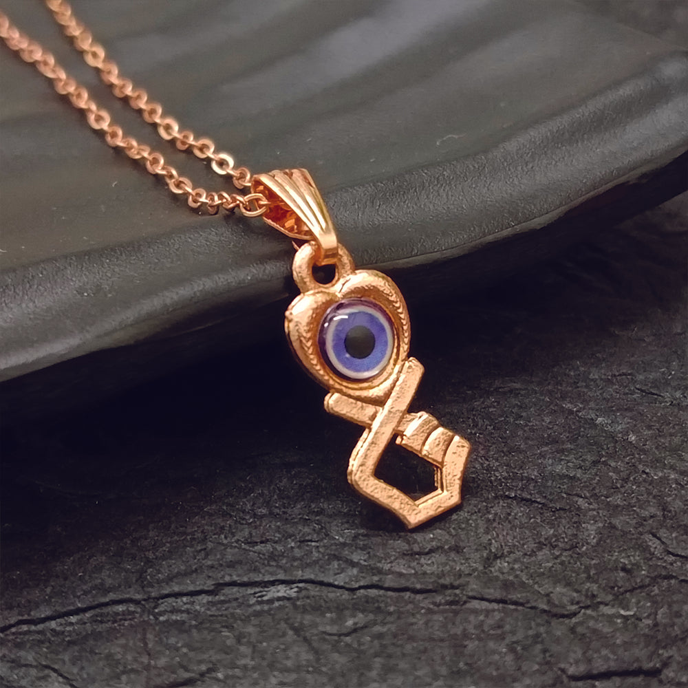 JewelMaze Heart  And Hand Shaped Evil Eye Chain Pendant