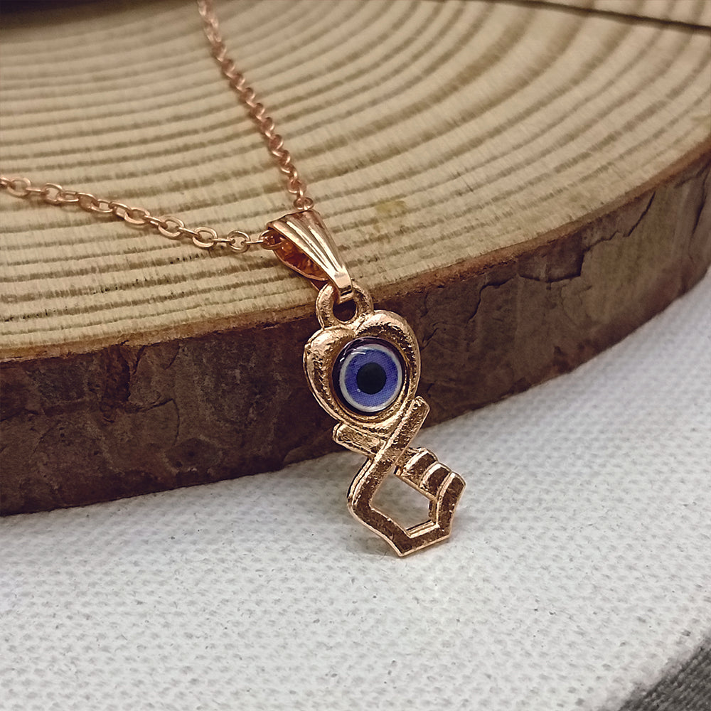 JewelMaze Heart  And Hand Shaped Evil Eye Chain Pendant