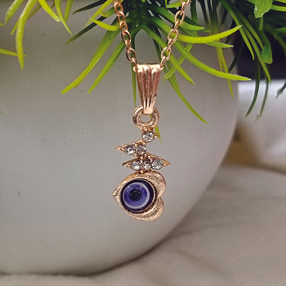 JewelMaze Heart Shaped Evil Eye Chain Pendant - 1405010