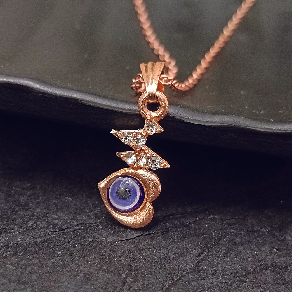 JewelMaze Heart Shaped Evil Eye Chain Pendant - 1405010