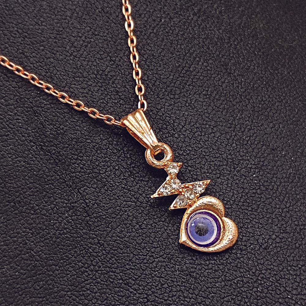 JewelMaze Heart Shaped Evil Eye Chain Pendant - 1405010