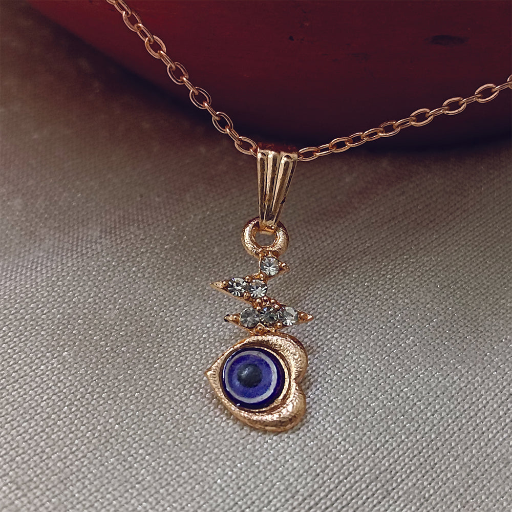 JewelMaze Heart Shaped Evil Eye Chain Pendant - 1405010