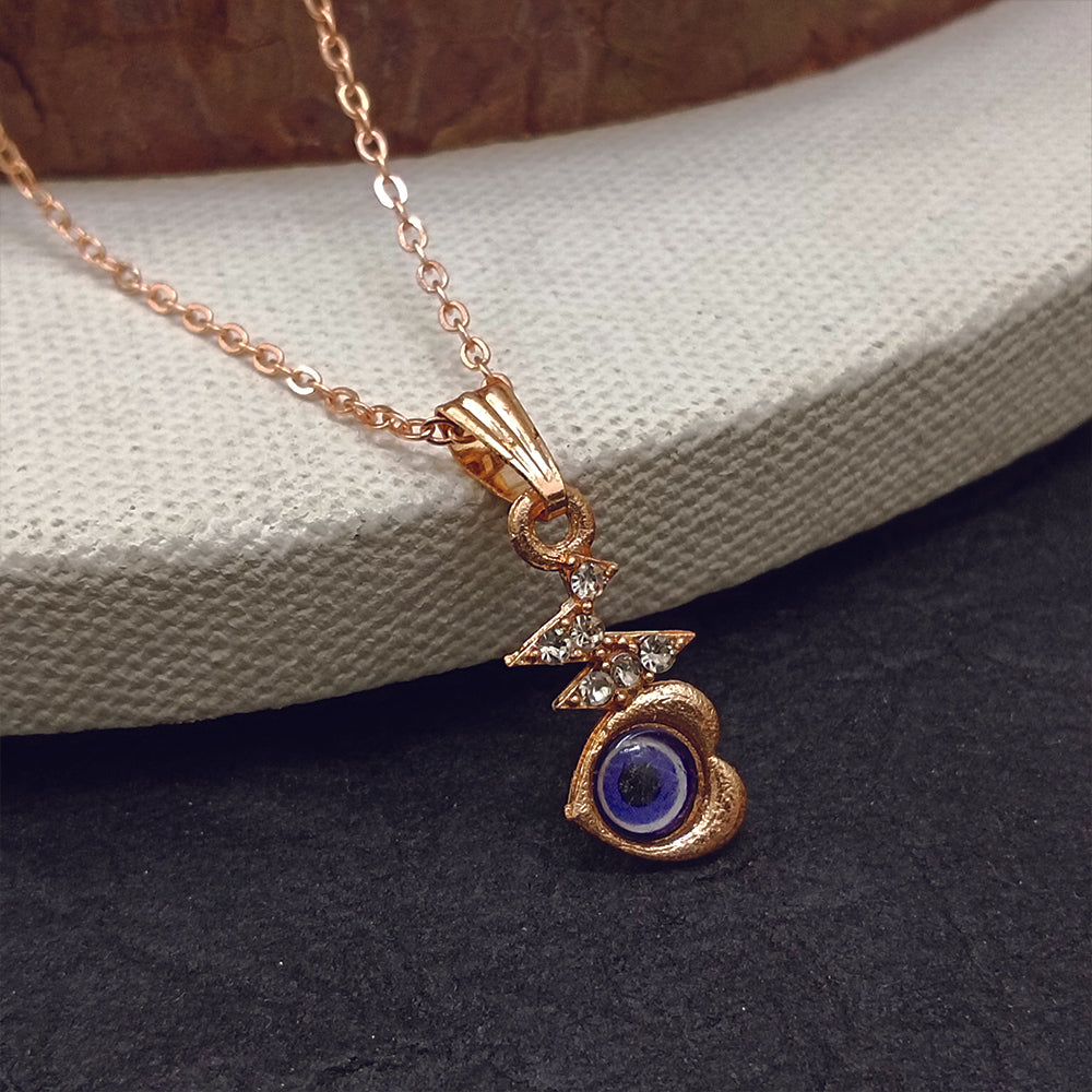 JewelMaze Heart Shaped Evil Eye Chain Pendant - 1405010