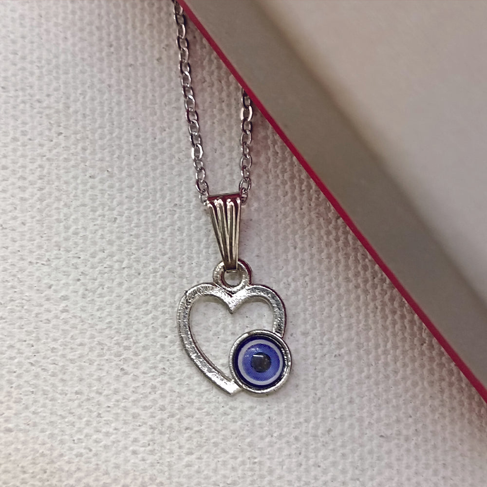 JewelMaze Heart Shaped Evil Eye Chain Pendant - 1405013