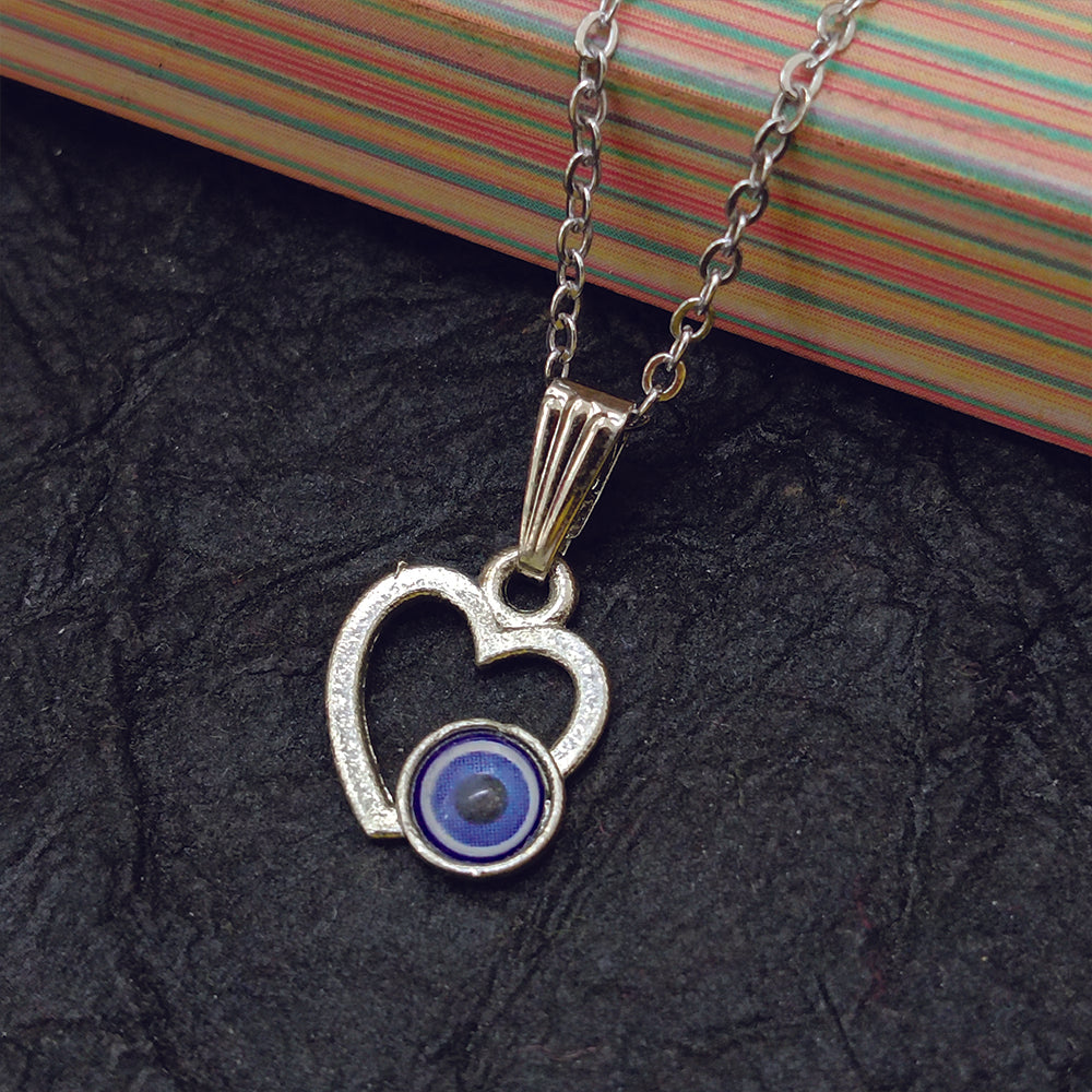 JewelMaze Heart Shaped Evil Eye Chain Pendant - 1405013