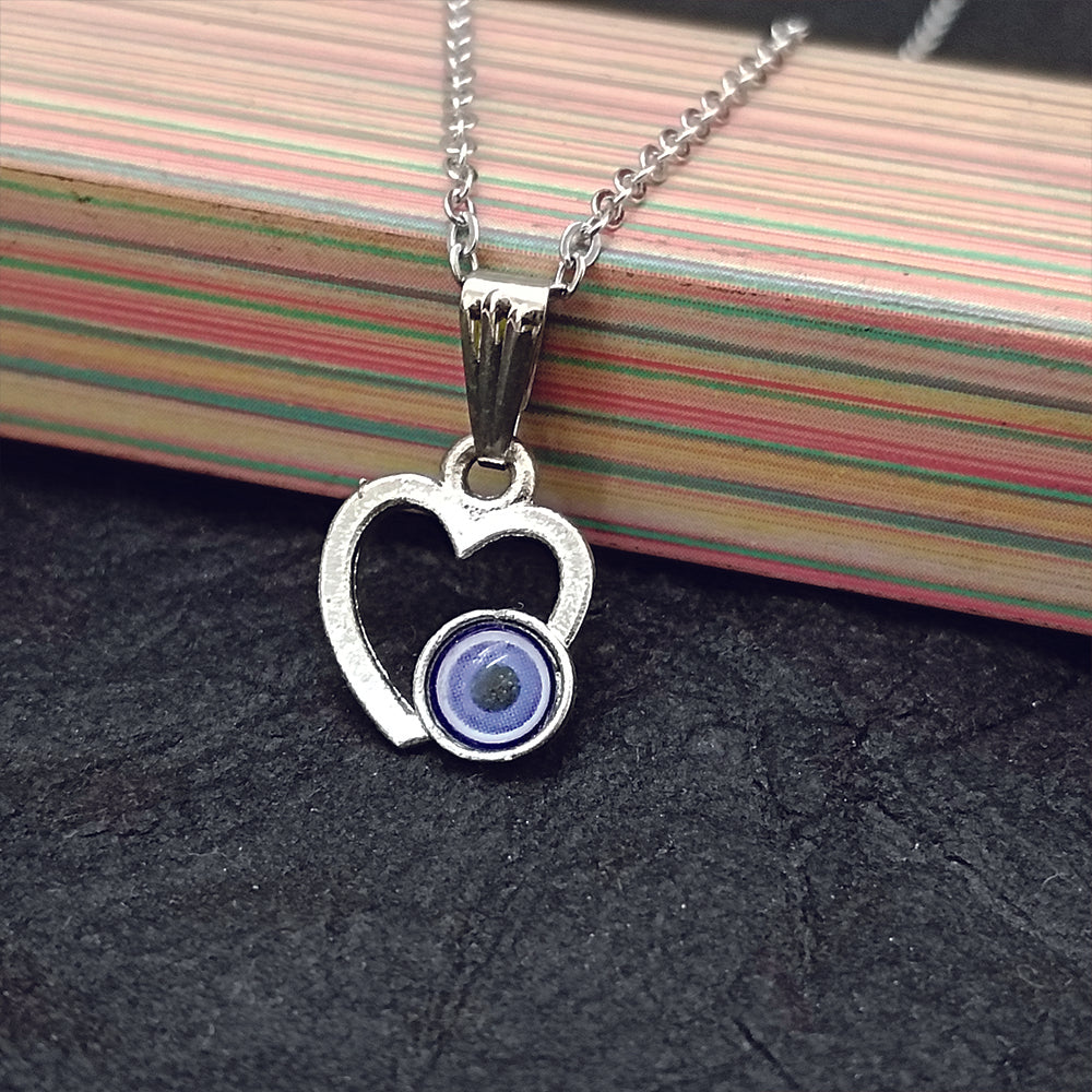 JewelMaze Heart Shaped Evil Eye Chain Pendant - 1405013