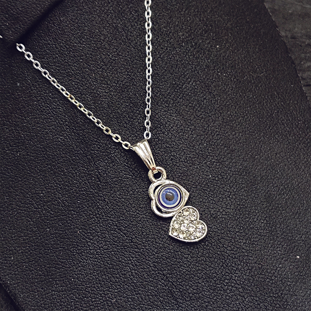 JewelMaze Heart Shaped Evil Eye Chain Pendant - 1405014
