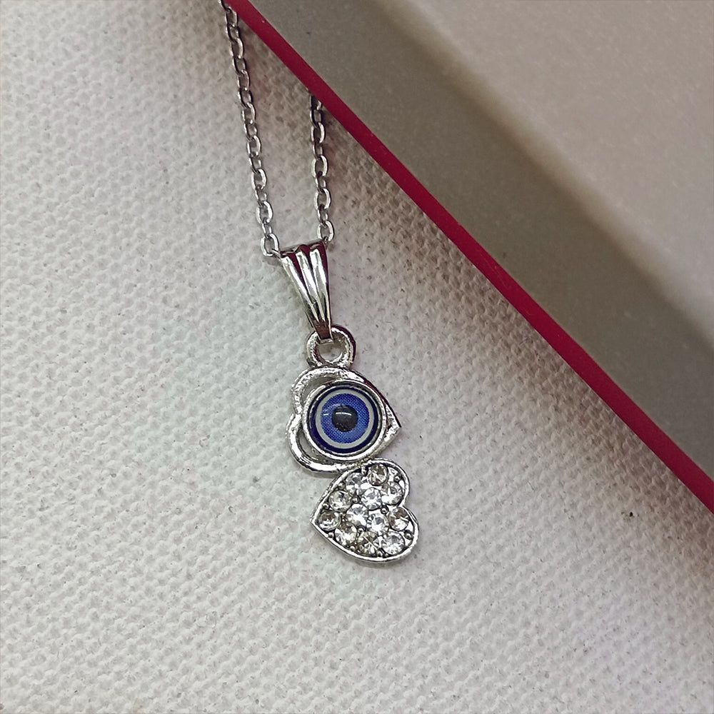 JewelMaze Heart Shaped Evil Eye Chain Pendant - 1405014