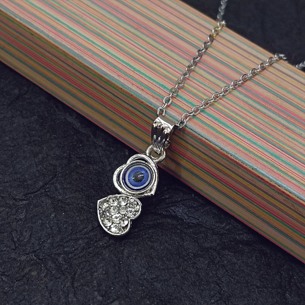 JewelMaze Heart Shaped Evil Eye Chain Pendant - 1405014