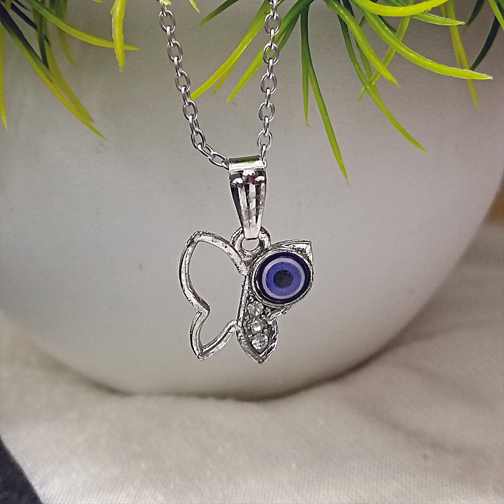 JewelMaze Butterfly Evil Eye Chain Pendant - 1405015
