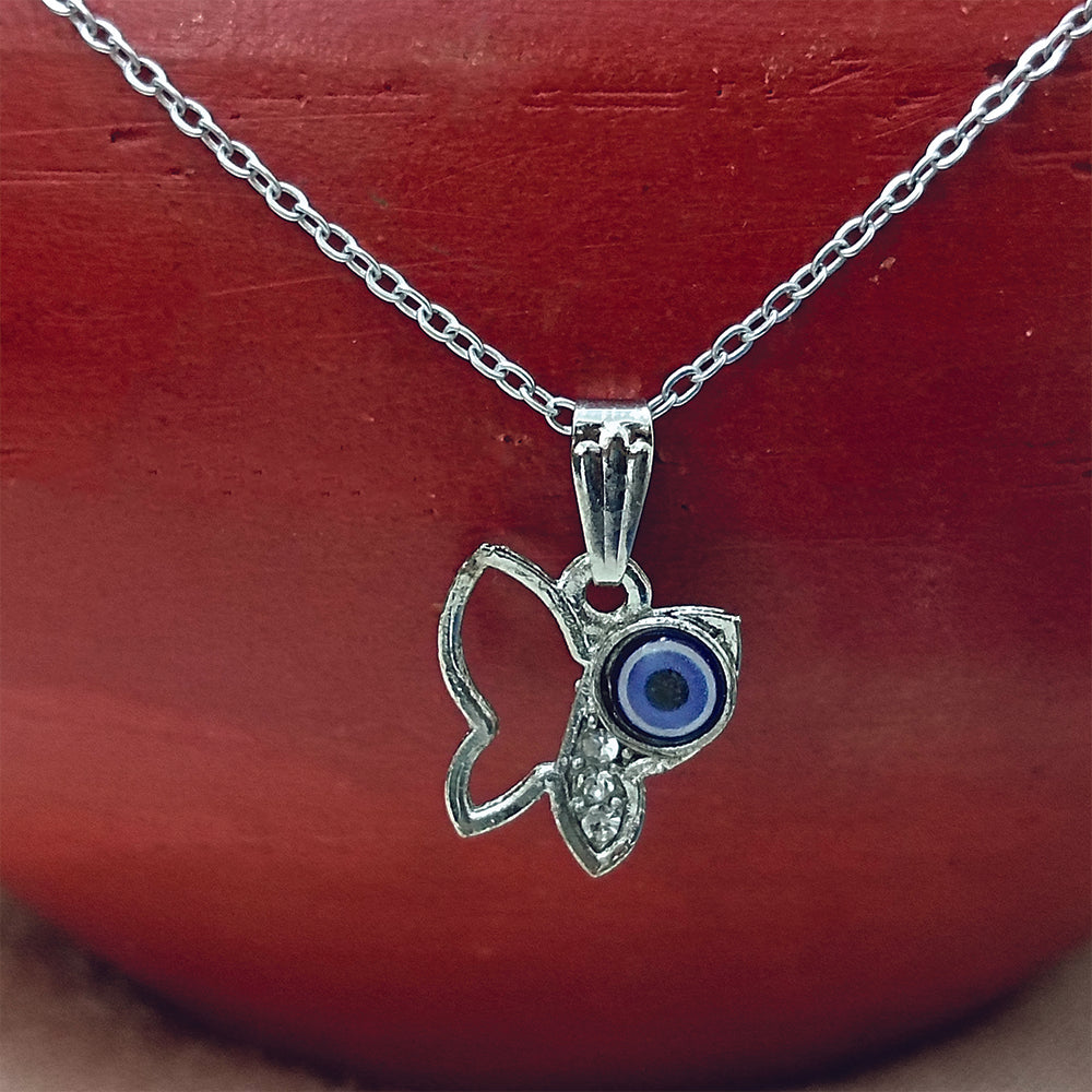 JewelMaze Butterfly Evil Eye Chain Pendant - 1405015