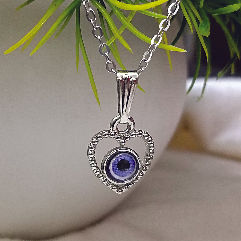 JewelMaze Heart Shaped Evil Eye Chain Pendant - 1405020