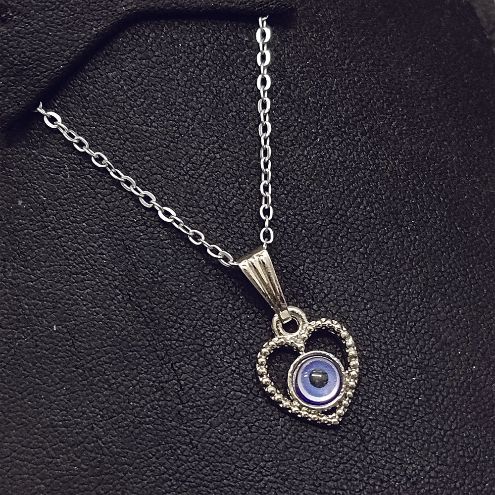 JewelMaze Heart Shaped Evil Eye Chain Pendant - 1405020