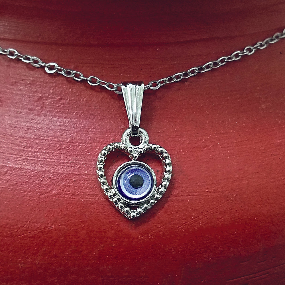 JewelMaze Heart Shaped Evil Eye Chain Pendant - 1405020