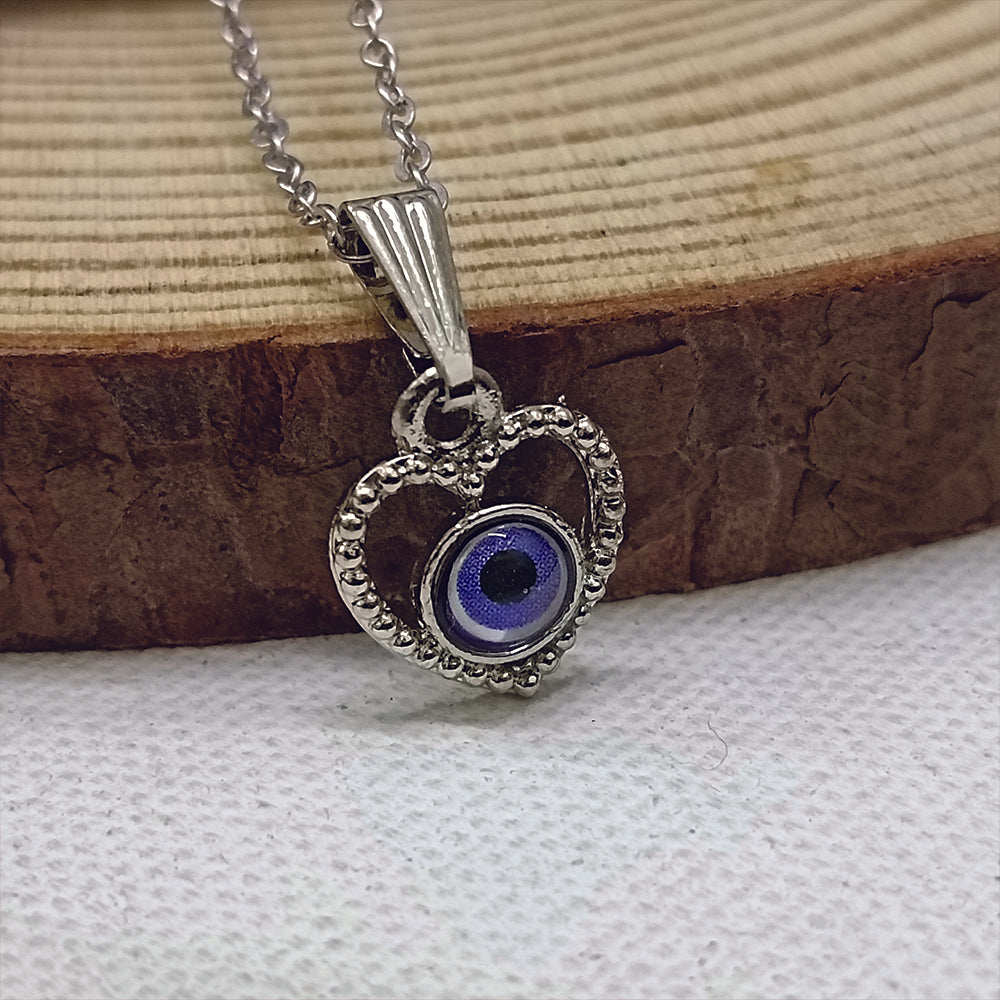 JewelMaze Heart Shaped Evil Eye Chain Pendant - 1405020