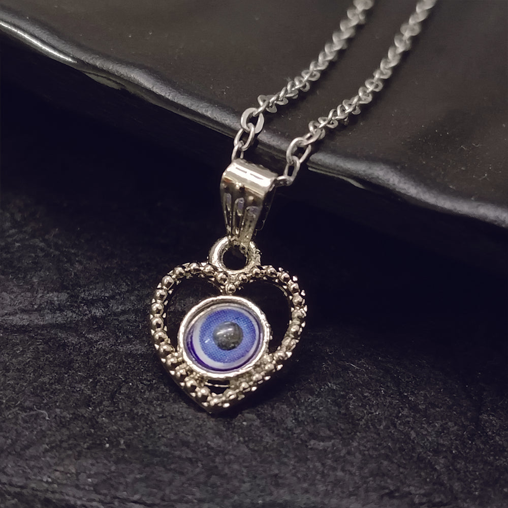 JewelMaze Heart Shaped Evil Eye Chain Pendant - 1405020