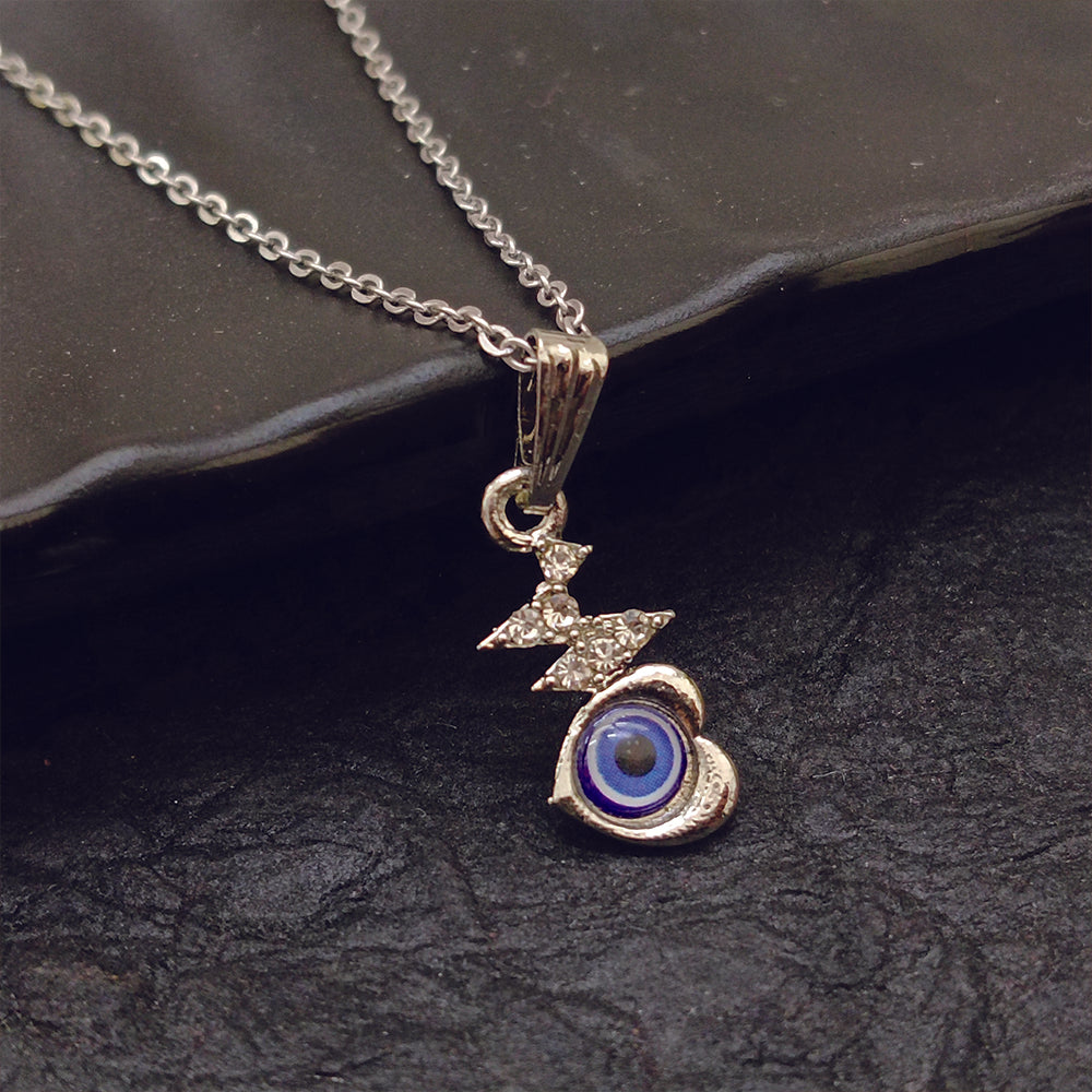 JewelMaze Heart Shaped Evil Eye Chain Pendant - 1405023
